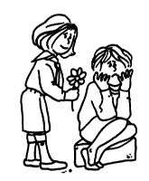 A coloring page of helping others